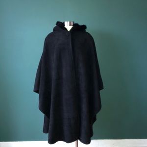 Faux Fur Hooded Fleece Cape